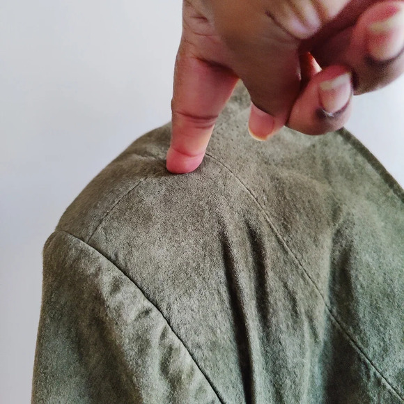 Vintage Deerskin Suede Skirt Set / Olive Green / Size 18 - Picture 5 of 11